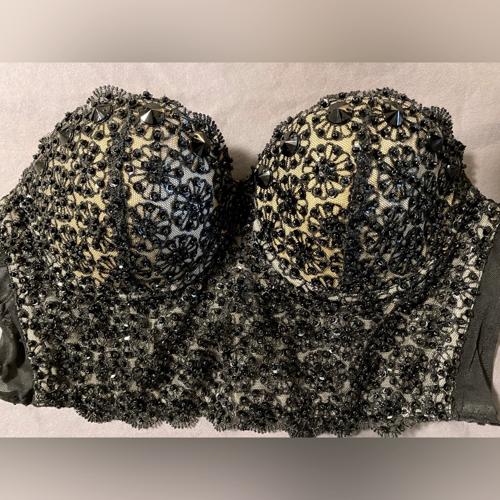 Vintage Bebé black bedazzled bralette/corset. Cup C32. Purchased 2015. Mint.